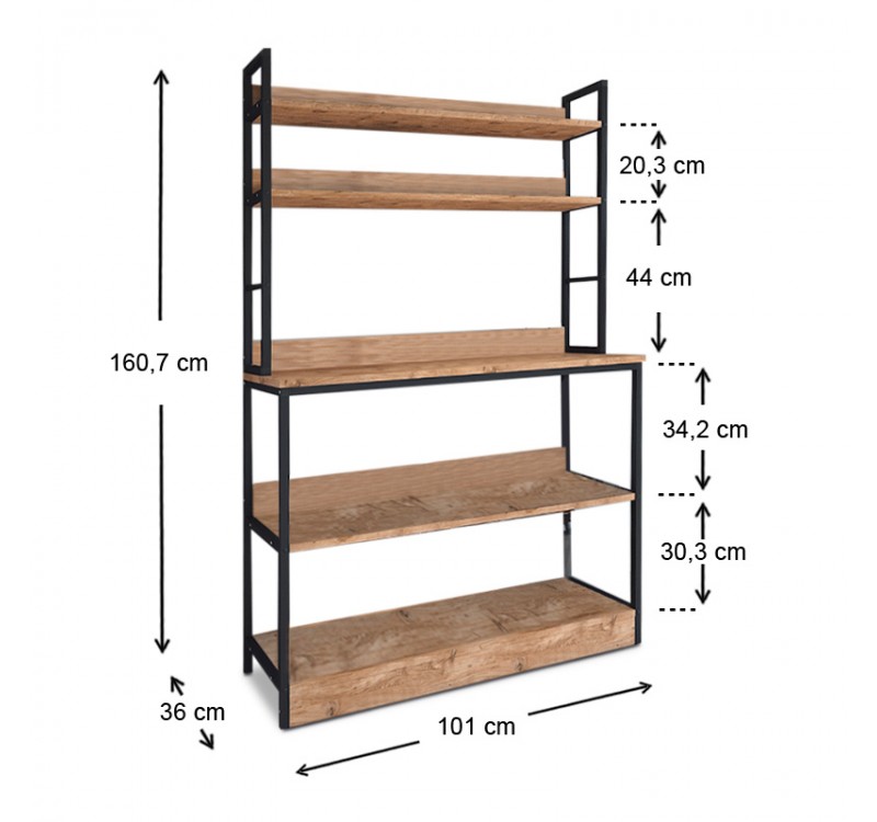 Έπιπλο κουζίνας Foyer Megapap χρώμα μαύρο - pine oak 101x36x160,7εκ.