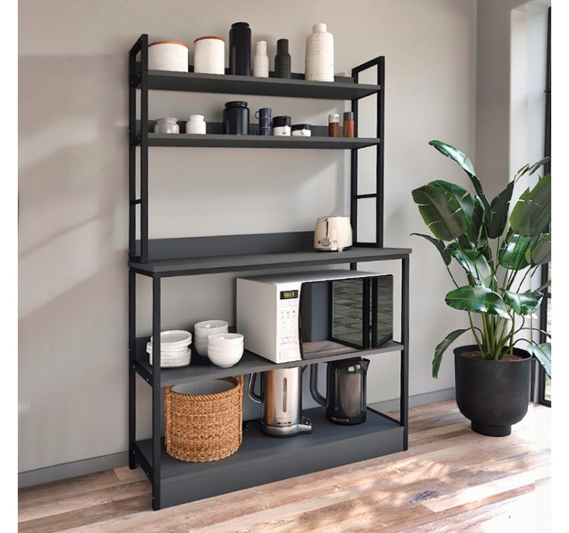 Έπιπλο κουζίνας Foyer Megapap χρώμα μαύρο - ανθρακί 101x36x160,7εκ.