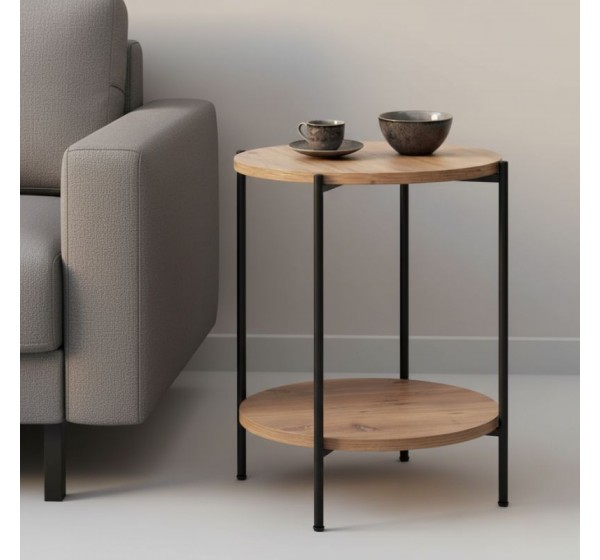 Τραπεζάκι βοηθητικό Argento Megapap χρώμα pine oak 43x43x60εκ.