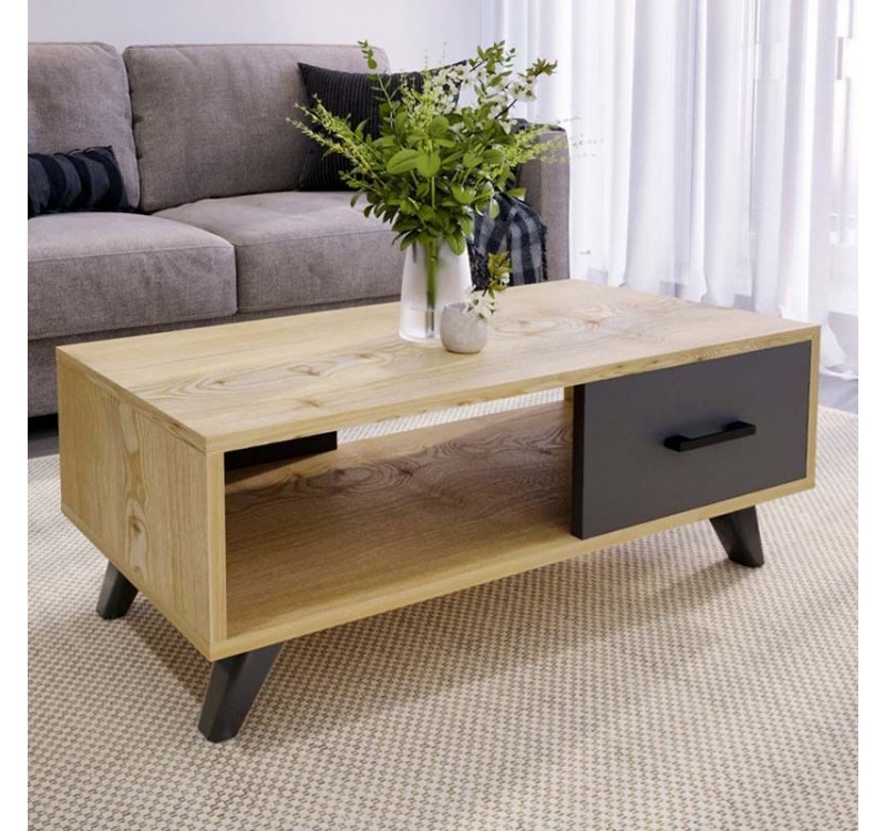 Τραπεζάκι σαλονιού Gilbert Megapap χρώμα sapphire oak - ανθρακί 90x45x35εκ.