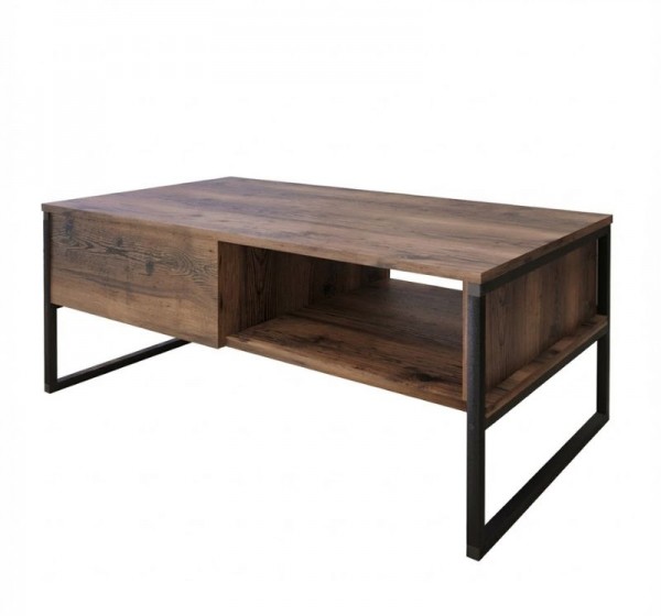 Τραπεζάκι σαλονιού Lawrence Megapap χρώμα καπνιστή καρυδιά 105x60x46εκ.