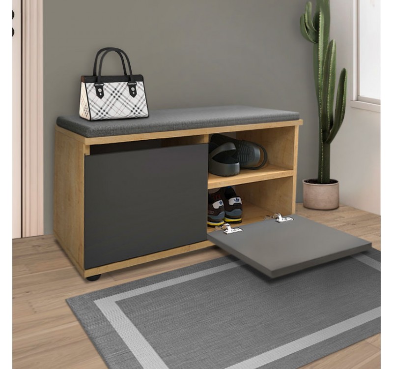 Παπουτσοθήκη Twain Megapap 8 ζευγών χρώμα sapphire oak - ανθρακί 80x35x42εκ.