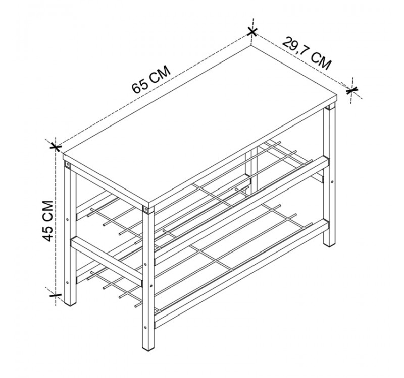Παπουτσοθήκη Dalia Megapap 6 ζευγών μεταλλική - μελαμίνης χρώμα μαύρο - pine oak 65x30x45εκ.