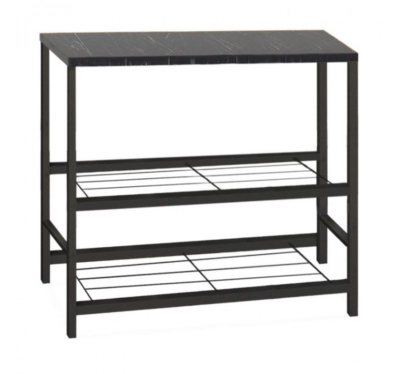 Τραπεζάκι βοηθητικό για φουρνάκι Mulligan Megapap μεταλλικό - μελαμίνης χρώμα μαύρο - εφέ μαρμάρου 80x40x80εκ.