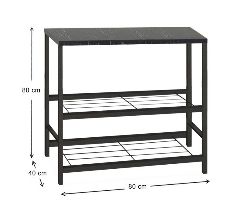Τραπεζάκι βοηθητικό για φουρνάκι Mulligan Megapap μεταλλικό - μελαμίνης χρώμα μαύρο - εφέ μαρμάρου 80x40x80εκ.