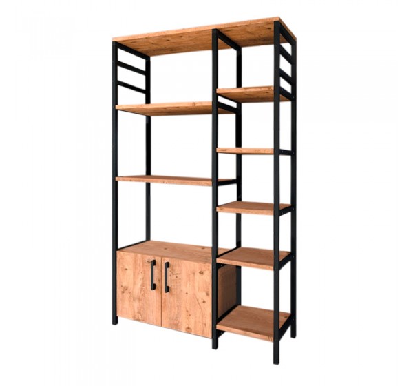 Έπιπλο κουζίνας Benito Megapap μεταλλικό - μελαμίνης χρώμα μαύρο - pine oak 83,6x30,2x140,7εκ.