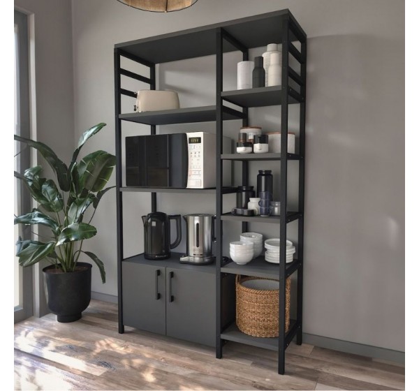 Έπιπλο κουζίνας Benito Megapap χρώμα μαύρο - ανθρακί 83,6x30,2x140,7εκ.