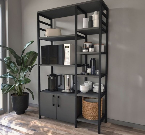 Έπιπλο κουζίνας Benito Megapap χρώμα μαύρο - ανθρακί 83,6x30,2x140,7εκ.