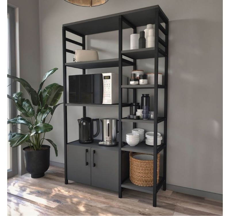 Έπιπλο κουζίνας Benito Megapap χρώμα μαύρο - ανθρακί 83,6x30,2x140,7εκ.