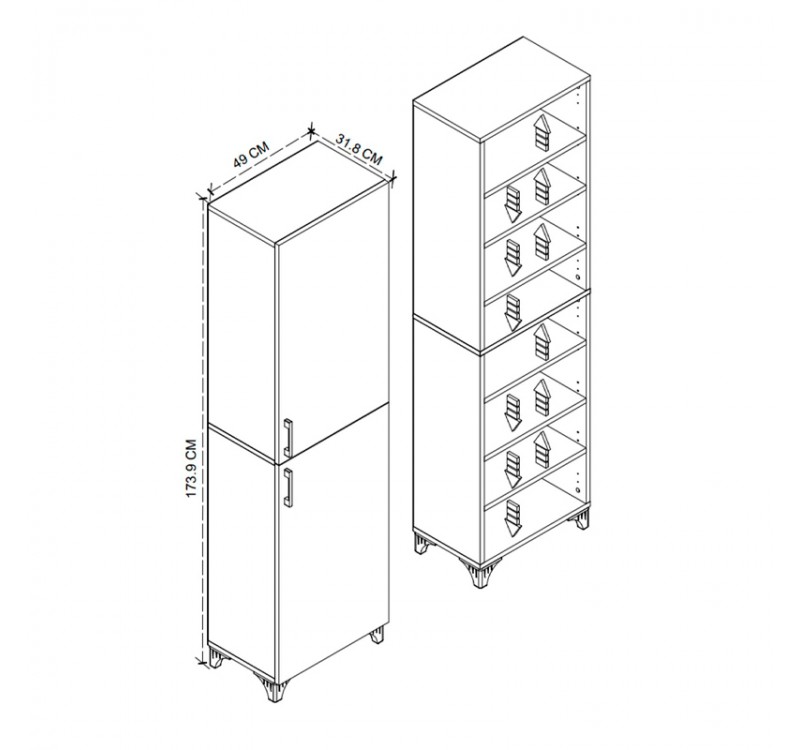 Ντουλάπι κουζίνας/μπάνιου Charlie Megapap χρώμα λευκό 49x31,8x173,9εκ.