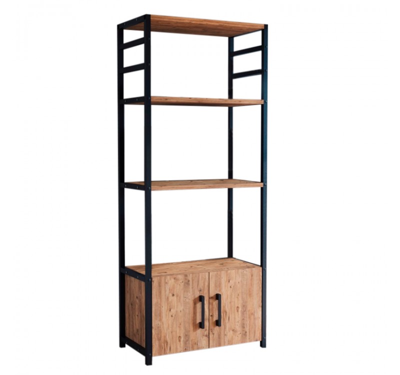 Έπιπλο κουζίνας Agero Megapap μεταλλικό - μελαμίνης χρώμα μαύρο - pine oak 56,1x30x138,3εκ.