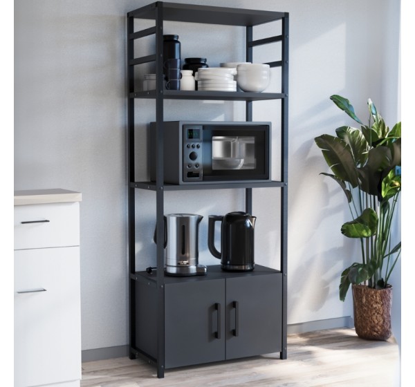 Έπιπλο κουζίνας Agero Megapap μεταλλικό - μελαμίνης χρώμα ανθρακί 56,1x30x138,3εκ.