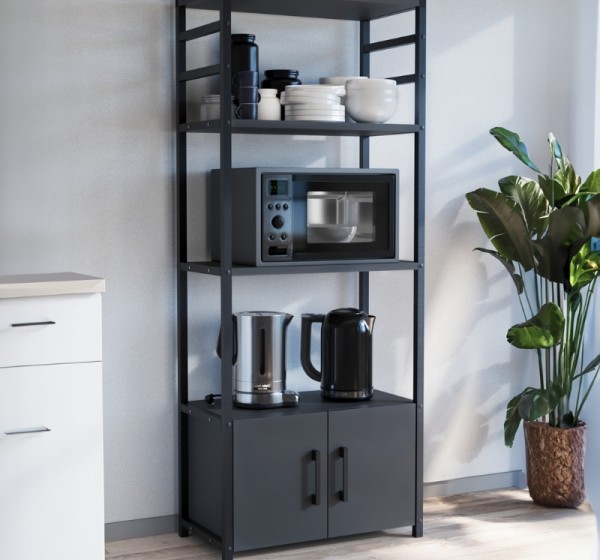 Έπιπλο κουζίνας Agero Megapap μεταλλικό - μελαμίνης χρώμα ανθρακί 56,1x30x138,3εκ.