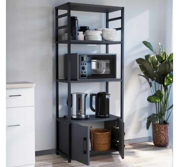 Έπιπλο κουζίνας Agero Megapap μεταλλικό - μελαμίνης χρώμα ανθρακί 56,1x30x138,3εκ.