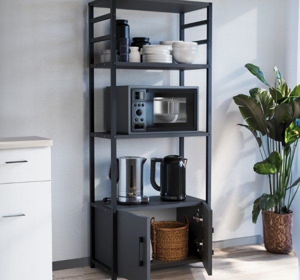 Έπιπλο κουζίνας Agero Megapap μεταλλικό - μελαμίνης χρώμα ανθρακί 56,1x30x138,3εκ.