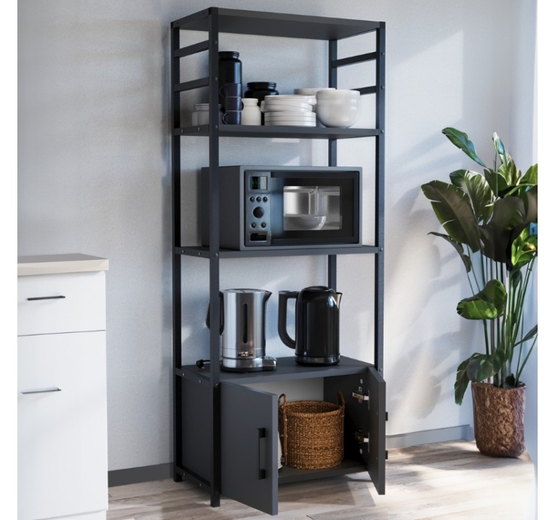 Έπιπλο κουζίνας Agero Megapap μεταλλικό - μελαμίνης χρώμα ανθρακί 56,1x30x138,3εκ.