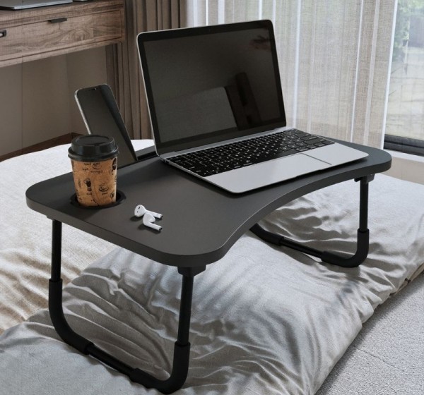 Τραπεζάκι laptop Sedon Megapap χρώμα ανθρακί 59,2x39,2x26,2εκ.