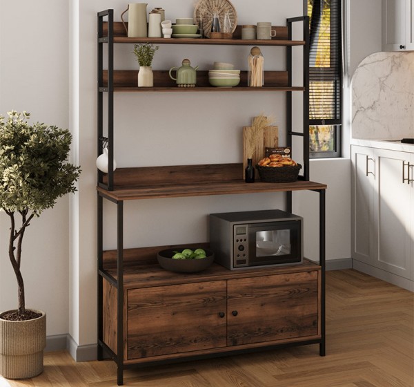 Έπιπλο κουζίνας Severo Megapap μεταλλικό - μελαμίνης χρώμα μαύρο - καπνιστή καρυδιά 101x36x160εκ.