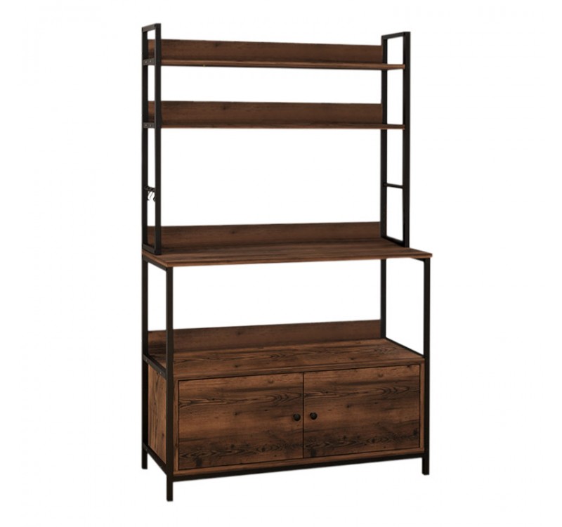 Έπιπλο κουζίνας Severo Megapap μεταλλικό - μελαμίνης χρώμα μαύρο - καπνιστή καρυδιά 101x36x160εκ.