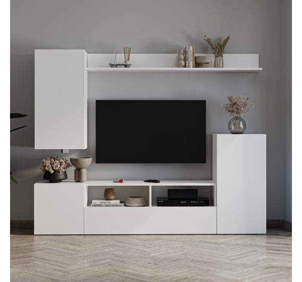 Σύνθεση τηλεόρασης Rodos Megapap χρώμα λευκό 210,2x36x90,4εκ.