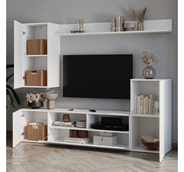 Σύνθεση τηλεόρασης Rodos Megapap χρώμα λευκό 210,2x36x90,4εκ.
