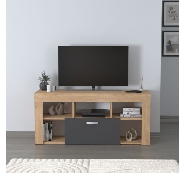 Έπιπλο τηλεόρασης Midili Megapap χρώμα sapphire oak - ανθρακί 135x42x60,7εκ.