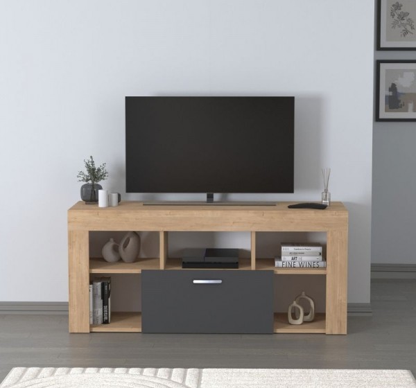 Έπιπλο τηλεόρασης Midili Megapap χρώμα sapphire oak - ανθρακί 135x42x60,7εκ.
