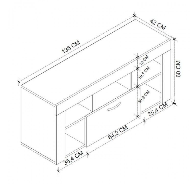 Έπιπλο τηλεόρασης Midili Megapap χρώμα sapphire oak - ανθρακί 135x42x60,7εκ.