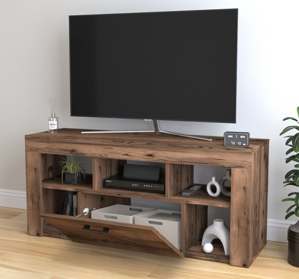 Έπιπλο τηλεόρασης Midili Megapap χρώμα καπνιστή καρυδιά 135x42x60,7εκ.