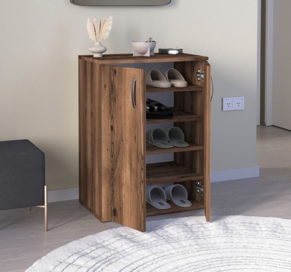 Παπουτσοθήκη - Ντουλάπι Manolo Megapap χρώμα καπνιστή καρυδιά 60x38x81,4εκ.