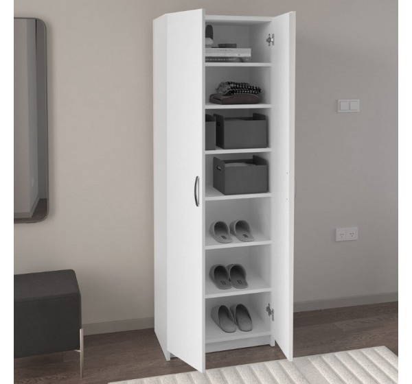 Παπουτσοθήκη Renso Megapap δίφυλλη χρώμα λευκό 59,8x37,8x178,5εκ.