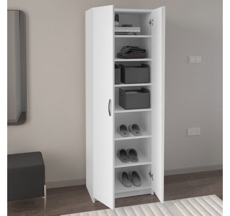 Παπουτσοθήκη Renso Megapap δίφυλλη χρώμα λευκό 59,8x37,8x178,5εκ.