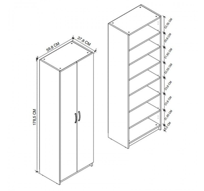 Παπουτσοθήκη Renso Megapap δίφυλλη χρώμα καπνιστή καρυδιά 59,8x37,8x178,5εκ.