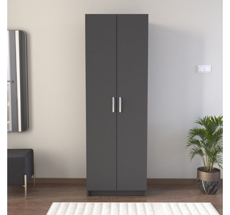 Παπουτσοθήκη Renso Megapap δίφυλλη χρώμα ανθρακί 59,8x37,8x178,5εκ.