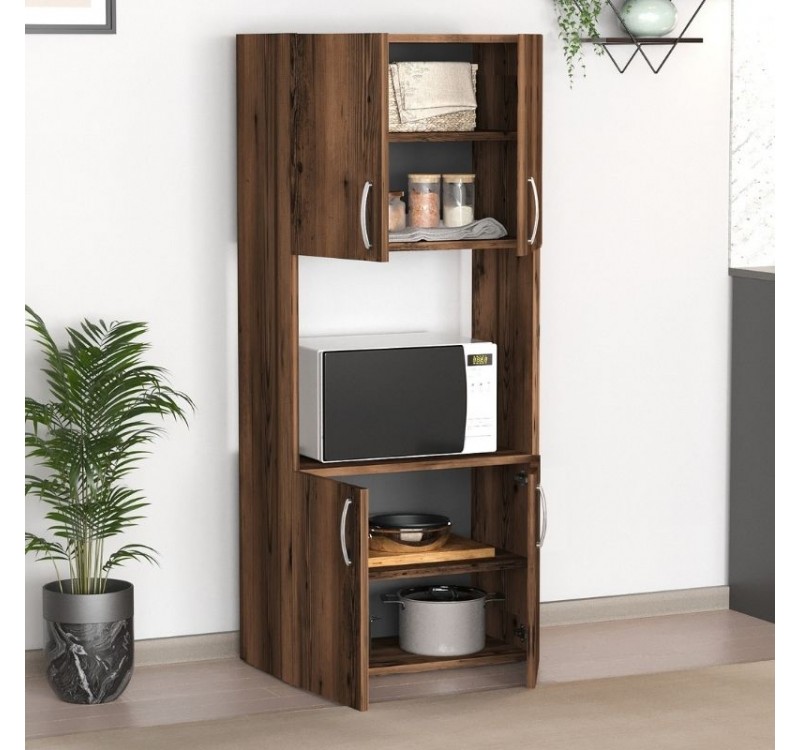 Ντουλάπα κουζίνας Armado Megapap χρώμα καπνιστή καρυδιά 60x32x140εκ.