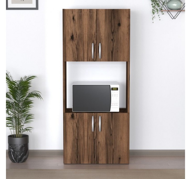 Ντουλάπα κουζίνας Armado Megapap χρώμα καπνιστή καρυδιά 60x32x140εκ.