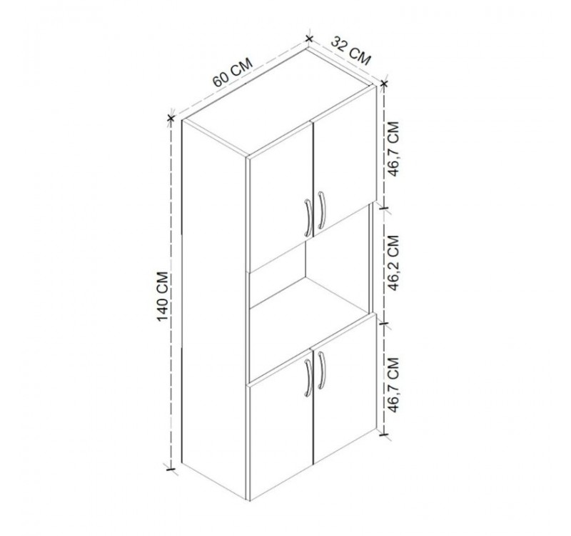 Ντουλάπα κουζίνας Armado Megapap χρώμα sapphire oak 60x32x140εκ.