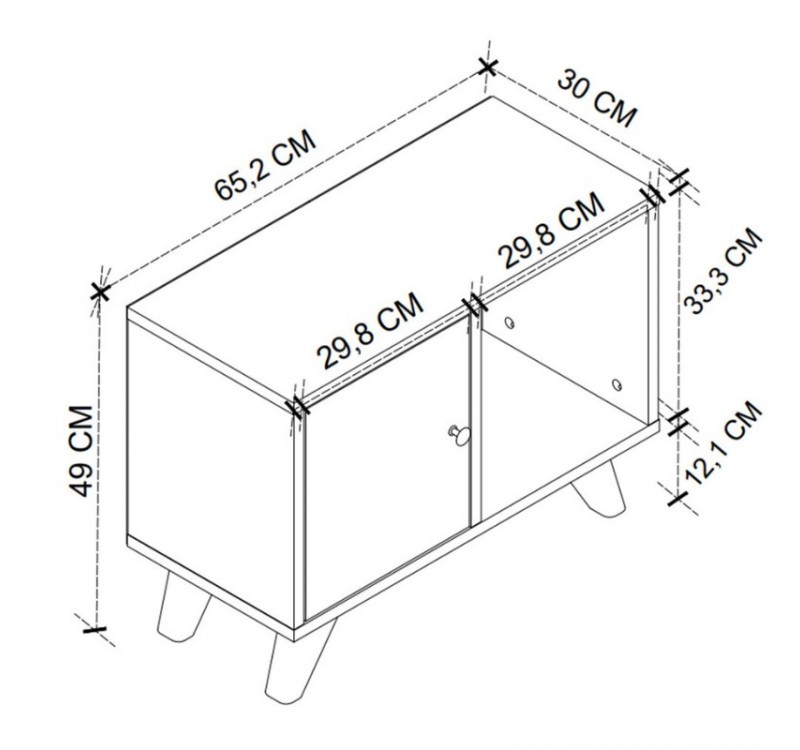 Κομοδίνο Rico Megapap χρώμα λευκό 65,2x30x49εκ.