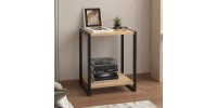 Κομοδίνο Gina Megapap χρώμα sapphire oak - μαύρο 39x30x48εκ.