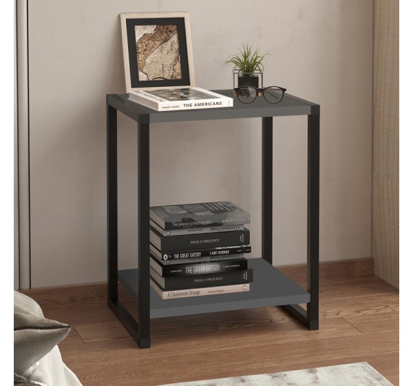 Κομοδίνο Gina Megapap χρώμα ανθρακί - μαύρο 39x30x48εκ.