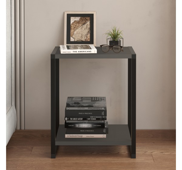 Κομοδίνο Gina Megapap χρώμα ανθρακί - μαύρο 39x30x48εκ.