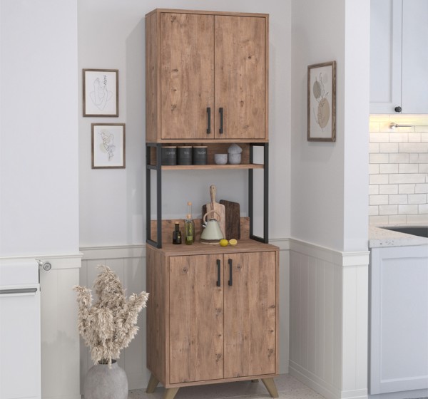 Έπιπλο κουζίνας Sedef Megapap χρώμα pine oak 61x40x202,1εκ.