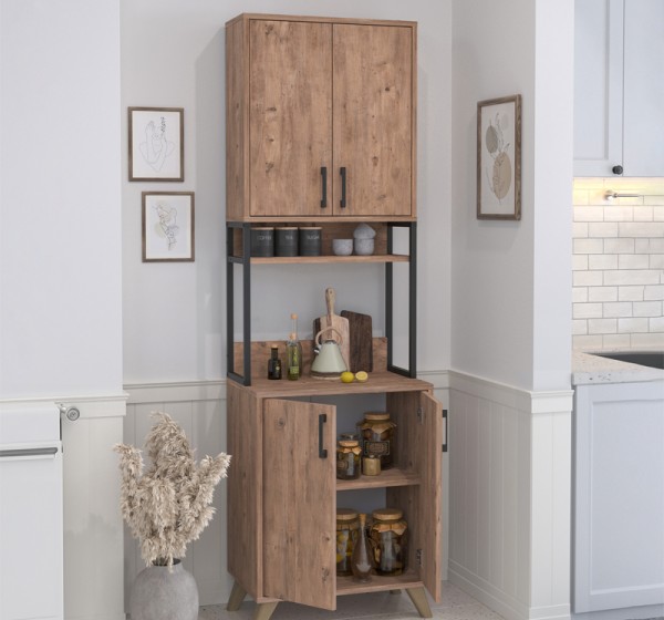 Έπιπλο κουζίνας Sedef Megapap χρώμα pine oak 61x40x202,1εκ.