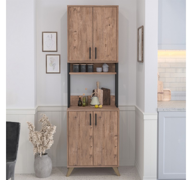 Έπιπλο κουζίνας Sedef Megapap χρώμα pine oak 61x40x202,1εκ.
