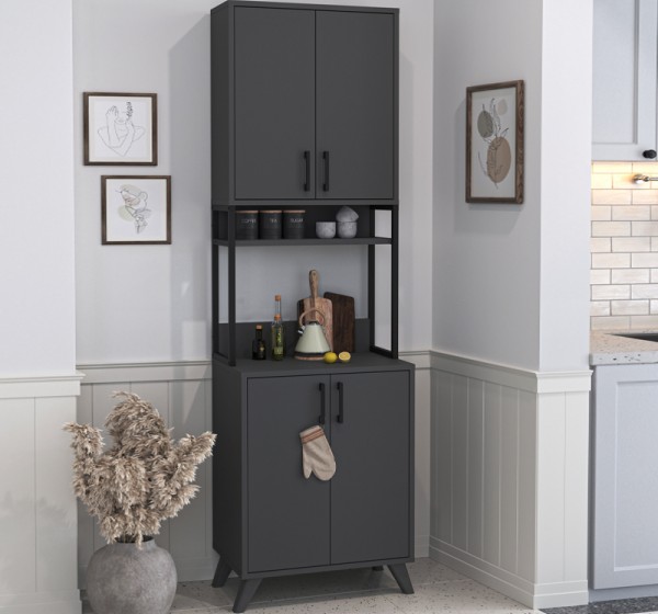 Έπιπλο κουζίνας Sedef Megapap χρώμα ανθρακί 61x40x202,1εκ.