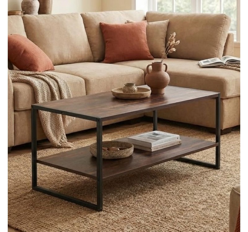 Τραπεζάκι σαλονιού Giza Megapap χρώμα rustic καρυδί 90,2x50,3x50,4εκ.