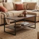 Τραπεζάκι σαλονιού Giza Megapap χρώμα rustic καρυδί 90,2x50,3x50,4εκ.