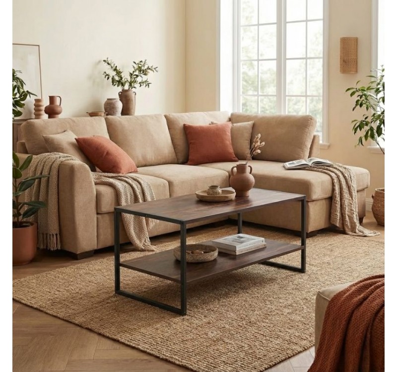 Τραπεζάκι σαλονιού Giza Megapap χρώμα rustic καρυδί 90,2x50,3x50,4εκ.