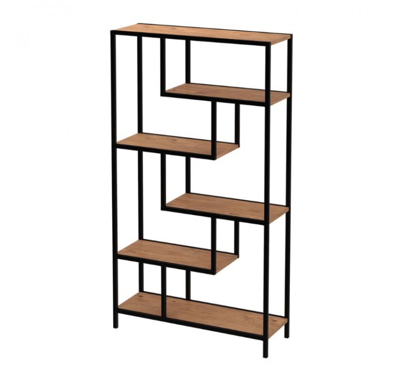 Βιβλιοθήκη Larissa Megapap χρώμα μαύρο - pine oak 90x30x159εκ.