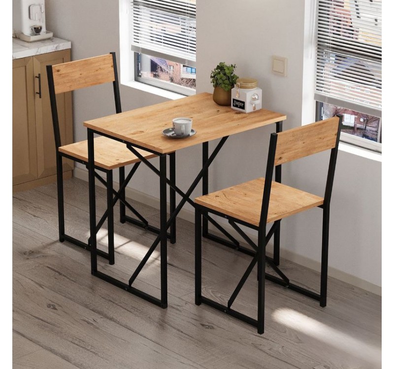 Τραπεζαρία Maysa Megapap Σετ 3 τμχ χρώμα pine oak 72,5x52,5x71,8εκ.